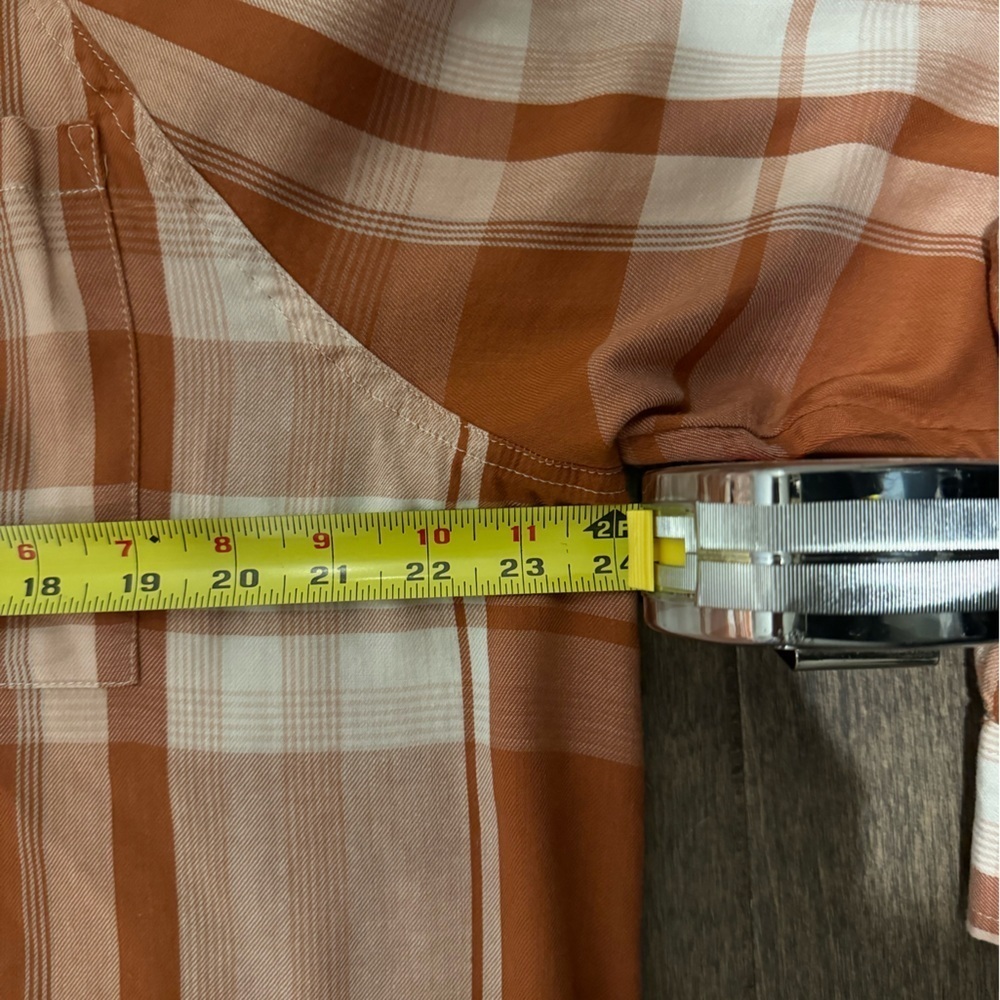 SO Orange Pumpkin Color Plaid Flannel Size L Longsleeve Button Up Shirt - Picture 13 of 14